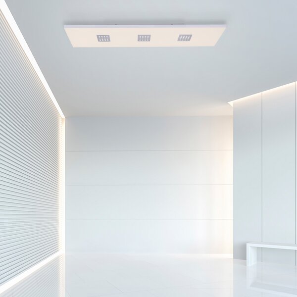 PURE Plafonieră LED Neo, 120 cm, aluminiu, CCT, telecomandă, reglabil, Alb, Camera de zi / sufragerie, Metal, Modern