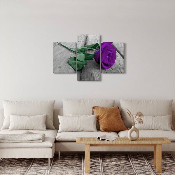 Tablou - Trandafir violet cu tulpina verde (90x60 cm)