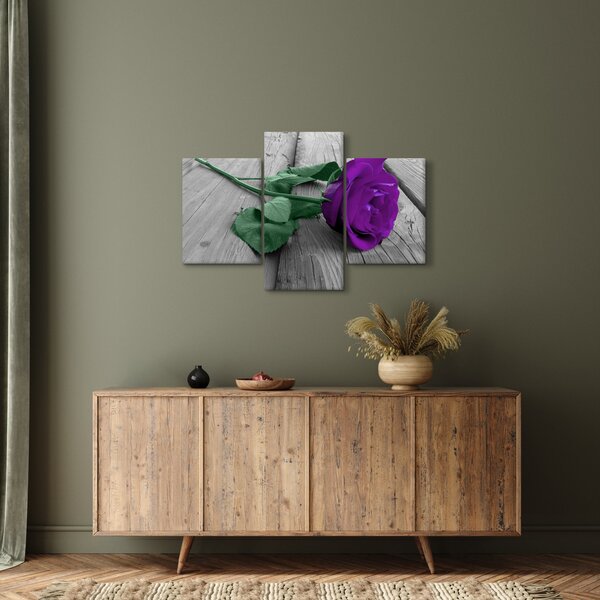 Tablou - Trandafir violet cu tulpina verde (90x60 cm)