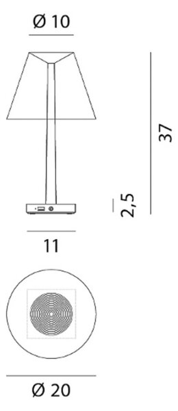 Rotaliana Dina+ T1 LED lampă de masă reîncărcabilă crem, reglabil, Bej, Camera de zi / sufragerie, Metal, Design