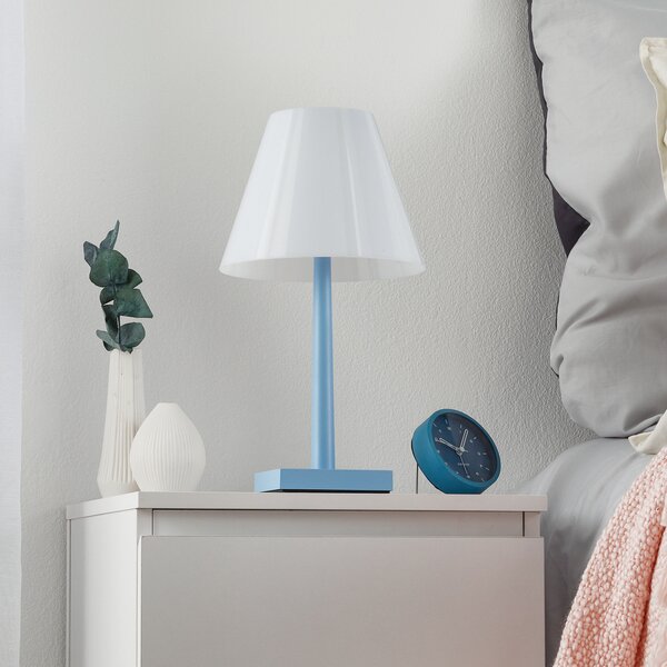 Rotaliana Dina+ T1 LED lampă de masă reîncărcabilă albastru deschis, reglabil, Albastru, Camera de zi / sufragerie, Metal, Design