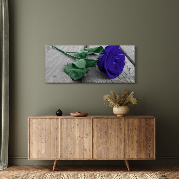 Tablou - Trandafir albastru cu tulpina verde (120x50 cm)