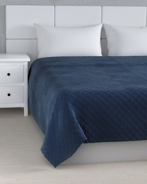 Cuvertura matlasata cu diamante culoare bleumarin Țesătură gloss, catifea