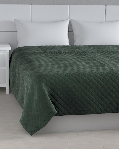 Cuvertura matlasata cu diamante culoare verde Țesătură gloss, catifea