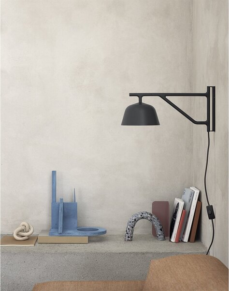Lampă de perete Muuto, Negru, Camera de zi, Aluminiu