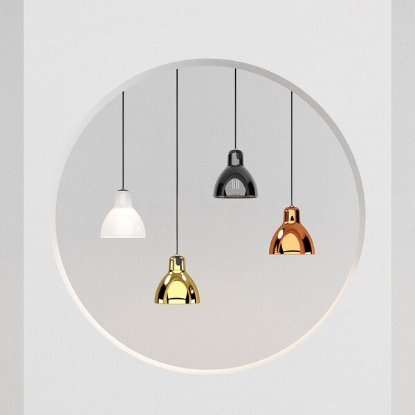 Rotaliana Luxy H5 Glam lampă suspendată negru/alb, reglabil, Alb, Camera de zi / sufragerie, Sticlă, Design