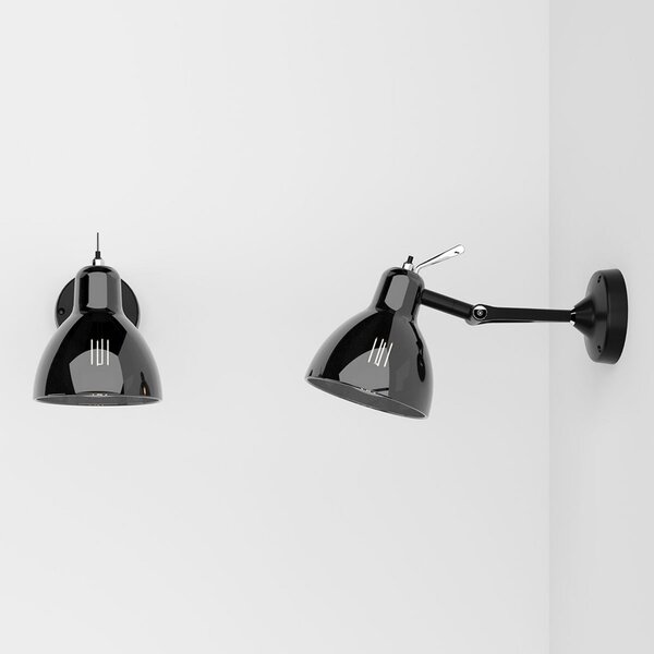 Rotaliana Luxy H0 Glam Lampă de perete, negru/fum, sticlă, reglabil, Negru, Camera de zi / sufragerie, Metal, Design