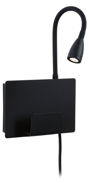 Lampă de perete Paulmann, Halina USB, Negru, dormitor, Metal, Modern