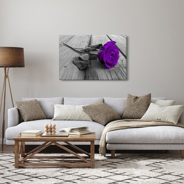 Tablou - Trandafir violet cu tulpina verde (90x60 cm)