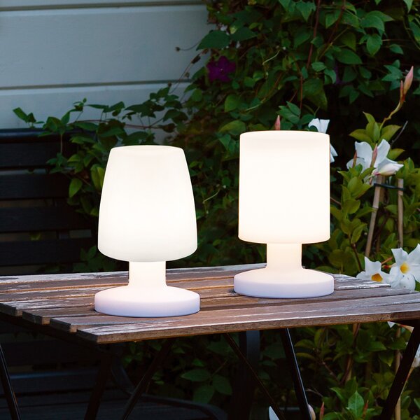 Reality Leuchten Lampă LED de masă Dora, cu acumulator, exterior, Alb, Plastic, Modern