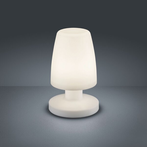 Reality Leuchten Lampă LED de masă Dora, cu acumulator, exterior, Alb, Plastic, Modern