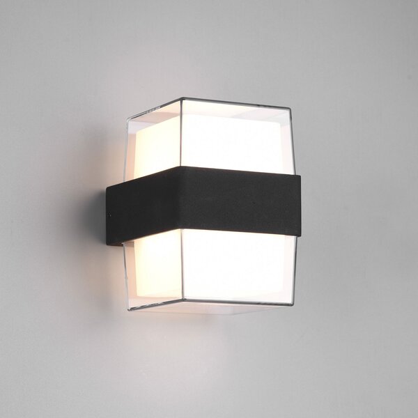 Reality Leuchten Aplică LED de exterior Molina, angular, antracit, Transparent, Plastic, Modern