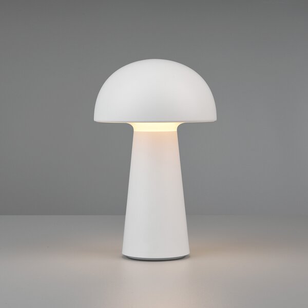 Reality Leuchten Lampă LED de masă Lennon IP44, acumul, reglab, alb, reglabil, Alb, Plastic, Modern