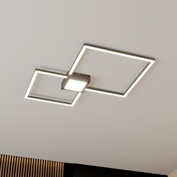 Lindby Duetto plafonieră LED antracit 28 W, reglabil, Negru, Camera de zi / sufragerie, Metal, Modern