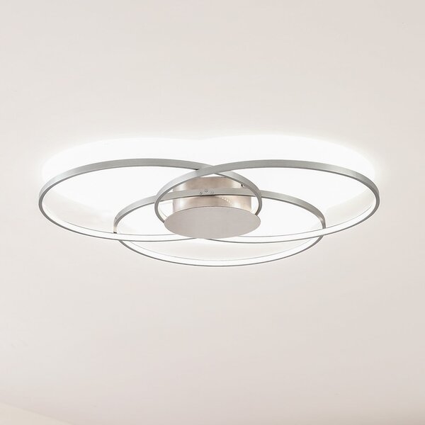 Lindby plafonieră LED Riley, culoare aluminiu, metal, dimabil, reglabil, Metalic, Camera de zi / sufragerie, Aluminiu, Modern