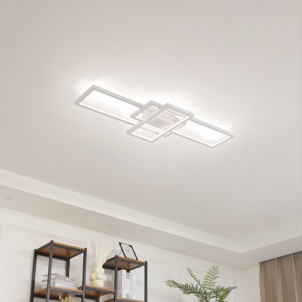 Lindby Poppy plafonieră LED cu funcție dimmer, reglabil, Alb, Camera de zi / sufragerie, Metal, Modern