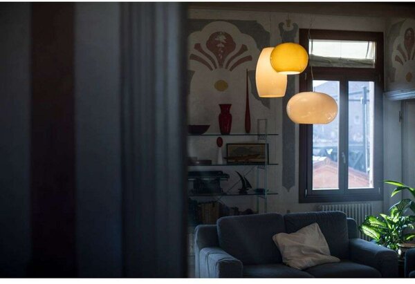 Lustră Pendul Foscarini, Alb, Sala de mese, Sticlă