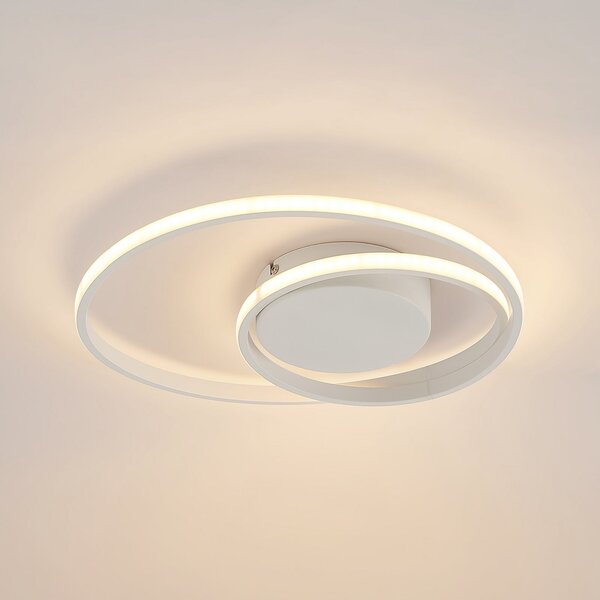 Lindby plafonieră LED Emisua, alb, CCT, dimabil, reglabil, Alb, Camera de zi / sufragerie, Aluminiu, Modern