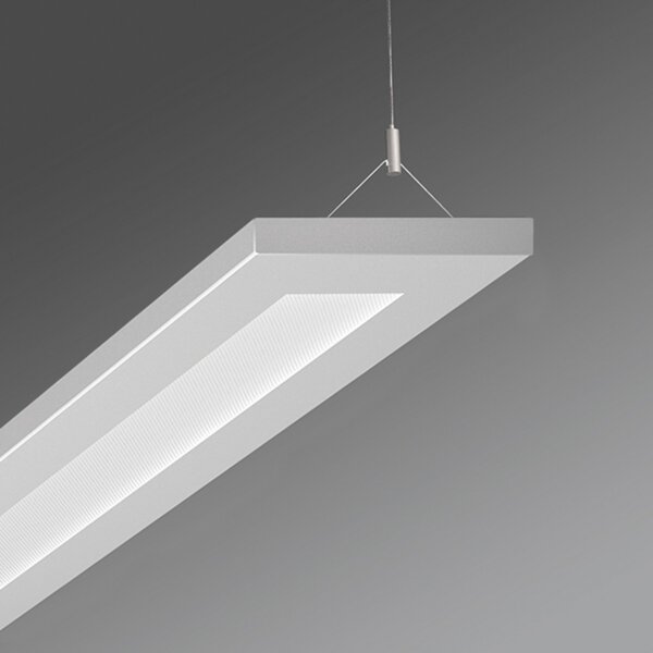 Regiolux Lampă pendul LED birou Stail mikroprisma alb alu, Gri, Studiu / Birou, Metal