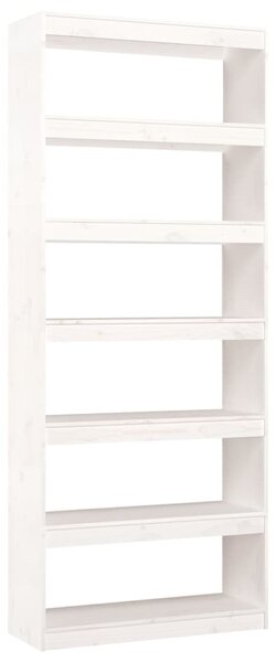 Bibliotecă/Separator cameră, alb, 80x30x199,5 cm lemn masiv pin