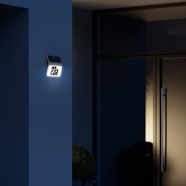 STEINEL XSolar LH-N Lampă LED pentru număr de casă, oțel inoxidabil, Alb, Metal, Modern