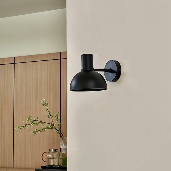 Lampă de perete Lucande, Mostrid, reglabil, Negru, Camera de zi, Metal, Design