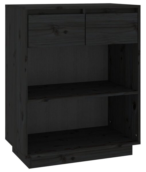 Dulap consolă, negru, 60x34x75 cm, lemn masiv de pin