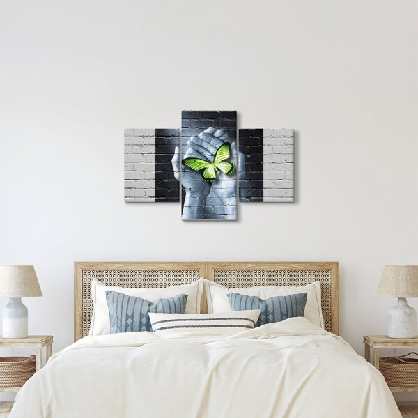 Tablou - Fluture verde în perete (90x60 cm)