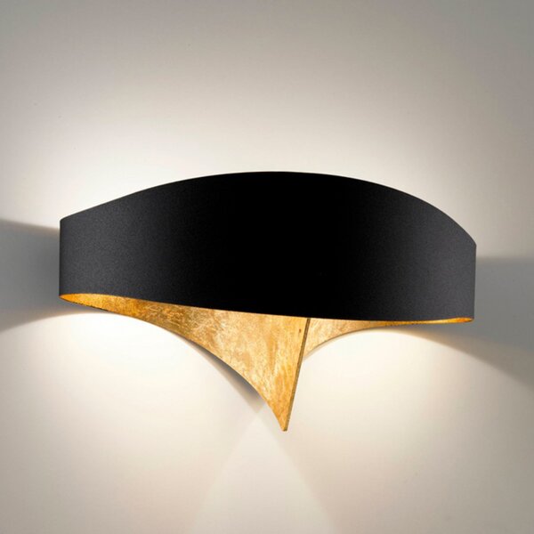 Selène Aplică de design negru și auriu Scudo LED, Negru, Hol, Metal, Design, Perete forme speciale