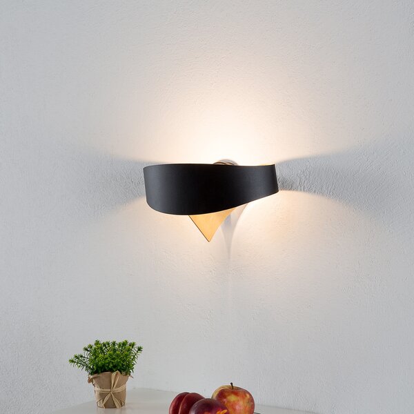 Selène Aplică de design negru și auriu Scudo LED, Negru, Hol, Metal, Design, Perete forme speciale