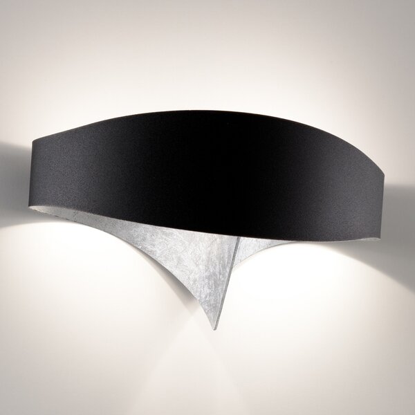 Selène Lampă de perete Scudo LED cu frunze argint, Negru, Hol, Metal, Design