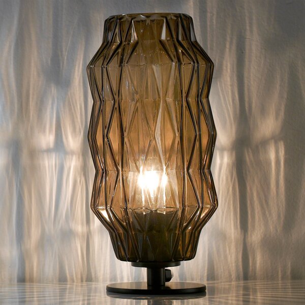 Selène Lampă de masă Origami, gri-maro, Gri, Camera de zi / sufragerie, Sticlă, Design
