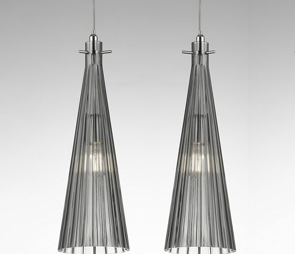Selène Lampă pendul Costa Rica, 2 becuri, gri, reglabil, Gri, Camera de zi / sufragerie, Sticlă, Design