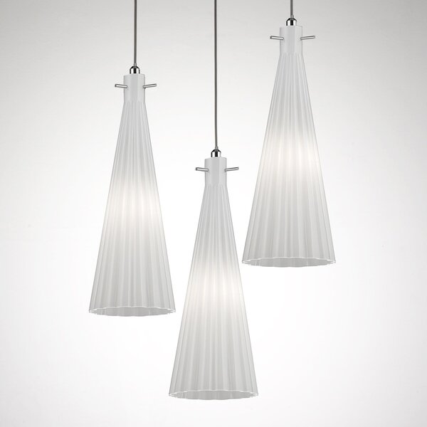 Selène Lampă pendul Costa Rica, 3 becuri, alb, reglabil, Alb, Camera de zi / sufragerie, Sticlă, Design