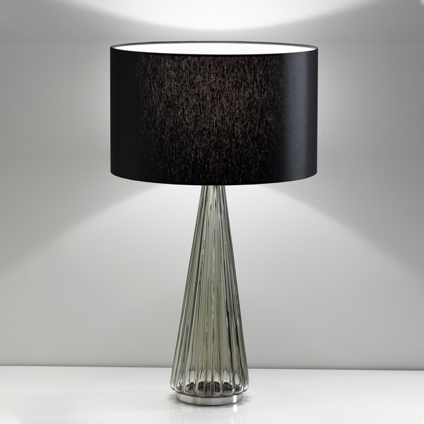 Selène Lampă de masă Costa Rica abajur negru, picior gri, Negru, Camera de zi / sufragerie, Țesătură / Textil, Design