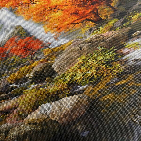Tablou - Cascade în peisaj de toamnă, portocaliu (90x60 cm)