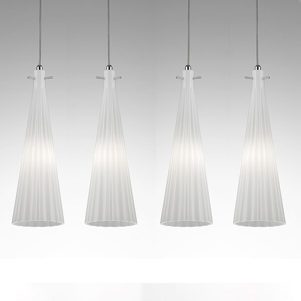 Selène Lampă pendul Costa Rica, 4 becuri, alb, reglabil, Alb, Camera de zi / sufragerie, Sticlă, Design