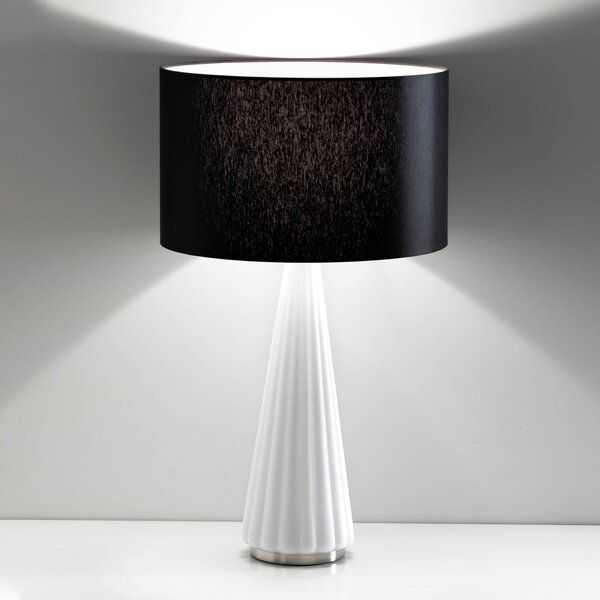 Selène Lampă de masă Costa Rica abajur negru, picior alb, Negru, Camera de zi / sufragerie, Țesătură / Textil, Design