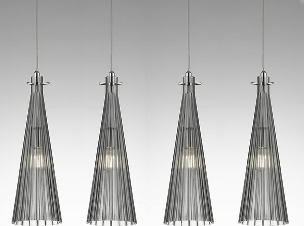 Selène Lampă pendul Costa Rica, 4 becuri, gri, reglabil, Gri, Camera de zi / sufragerie, Sticlă, Design