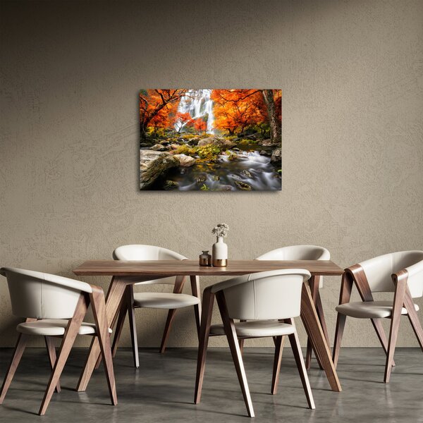 Tablou - Cascade în peisaj de toamnă, portocaliu (70x50 cm)