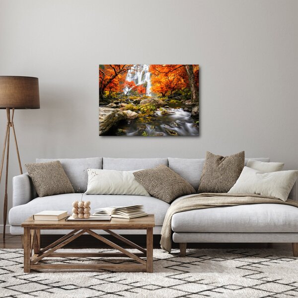 Tablou - Cascade în peisaj de toamnă, portocaliu (70x50 cm)