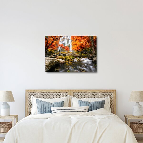 Tablou - Cascade în peisaj de toamnă, portocaliu (70x50 cm)