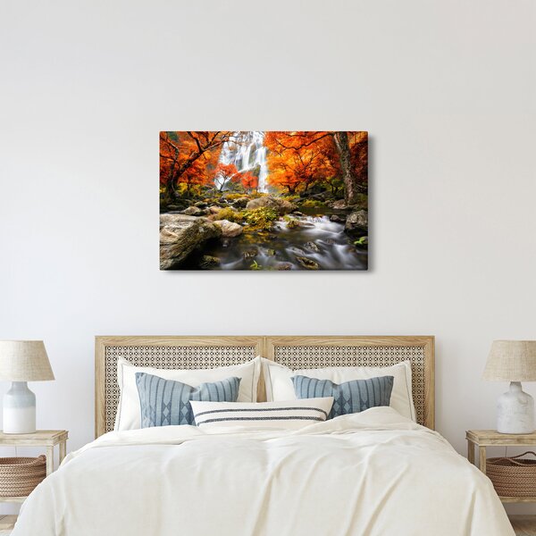 Tablou - Cascade în peisaj de toamnă, portocaliu (90x60 cm)