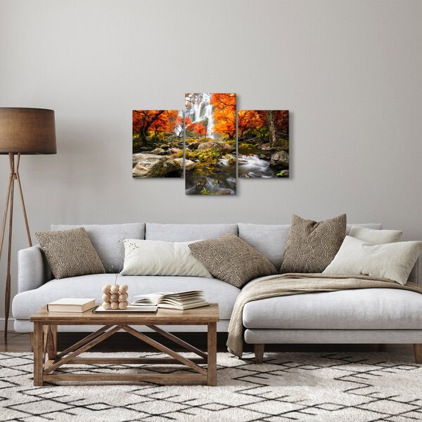 Tablou - Cascade în peisaj de toamnă, portocaliu (90x60 cm)