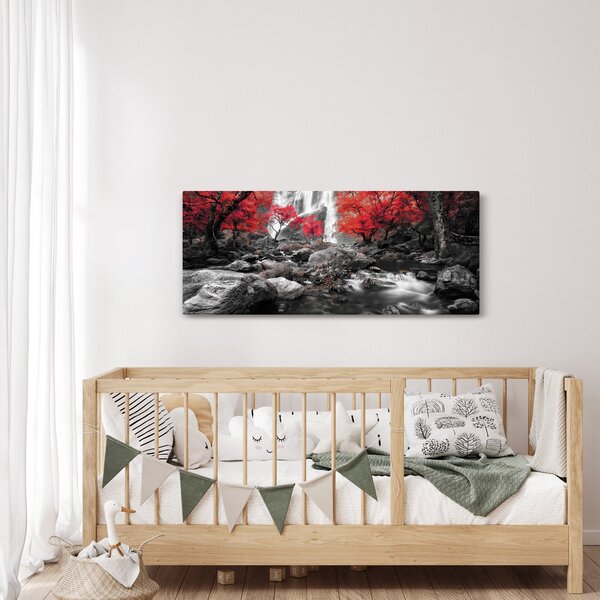 Tablou - Cascade în peisajul de toamnă (120x50 cm)