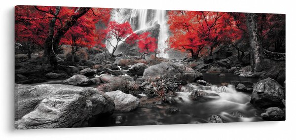 Tablou - Cascade în peisajul de toamnă (120x50 cm)