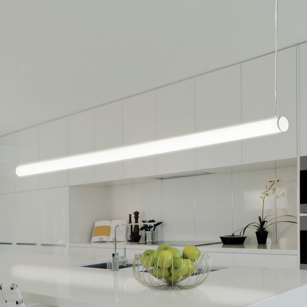TECNICO by Sforzin Pirgos Lampă suspendată cu LED, 200 cm lungime, dimabil, alb, reglabil, Alb, Camera de zi / sufragerie, Plastic, Modern