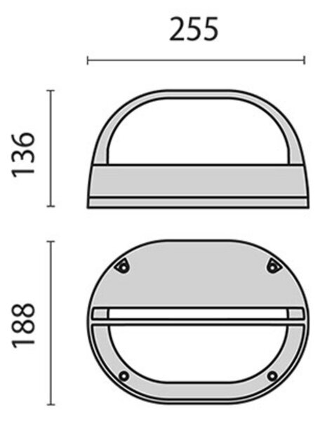 Performance in Lighting Aplică LED Eko+19 Grill antracit 3.000K, Negru, Metal