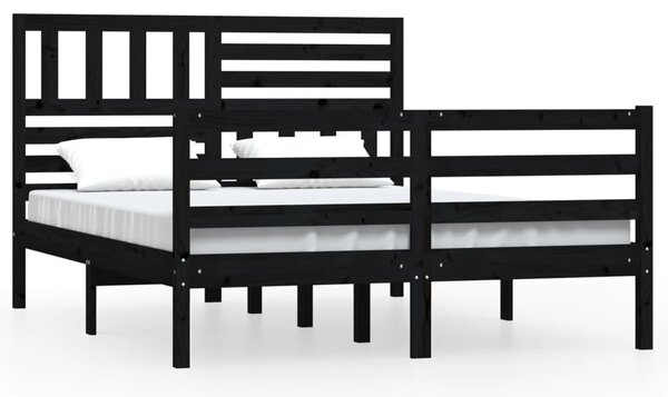 Cadru pat, negru, 140x200 cm, lemn masiv