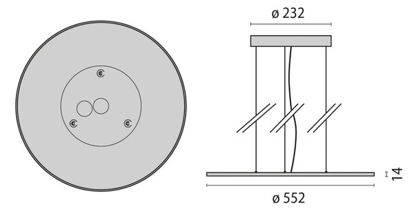 Performance in Lighting Lampă suspendată LED FL Round 555 PL MP DALI 840, reglabil, Alb, Studiu / Birou, Metal, Modern